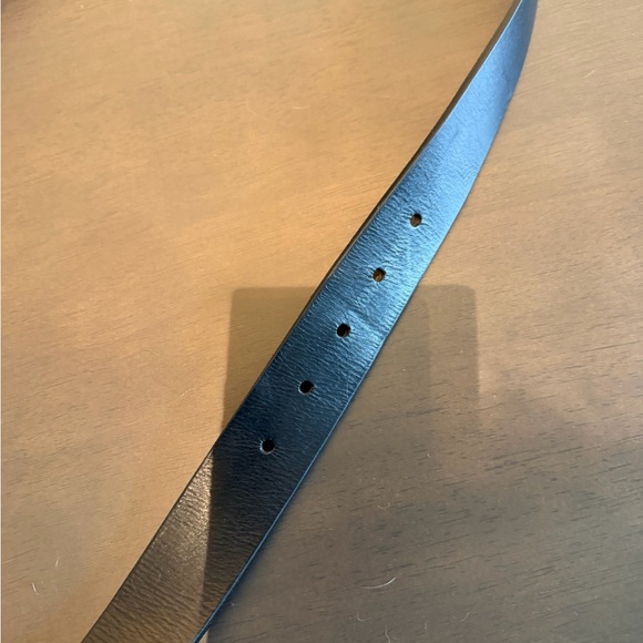 rag & bone Black Leather Belt with Gold Rectangular Buckle - Picture 4 of 6